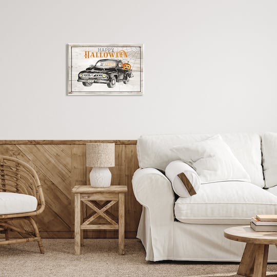 Stupell Industries Happy Halloween Pumpkin Truck Wall Plaque Art
